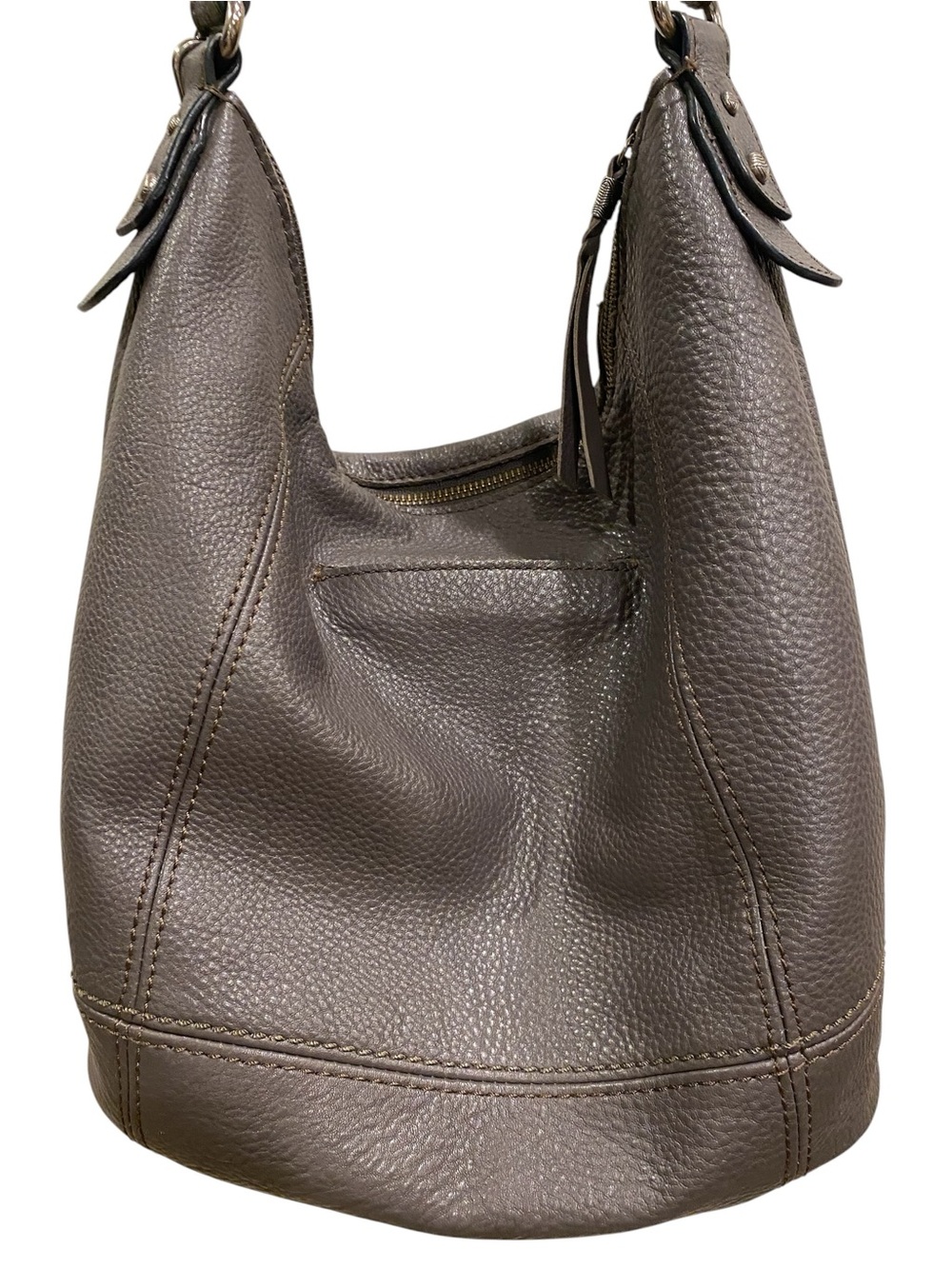 The Sak Sequoia Pebbled Leather Hobo in Slate Gray - Picture 3 of 13